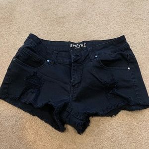 Black denim shorts